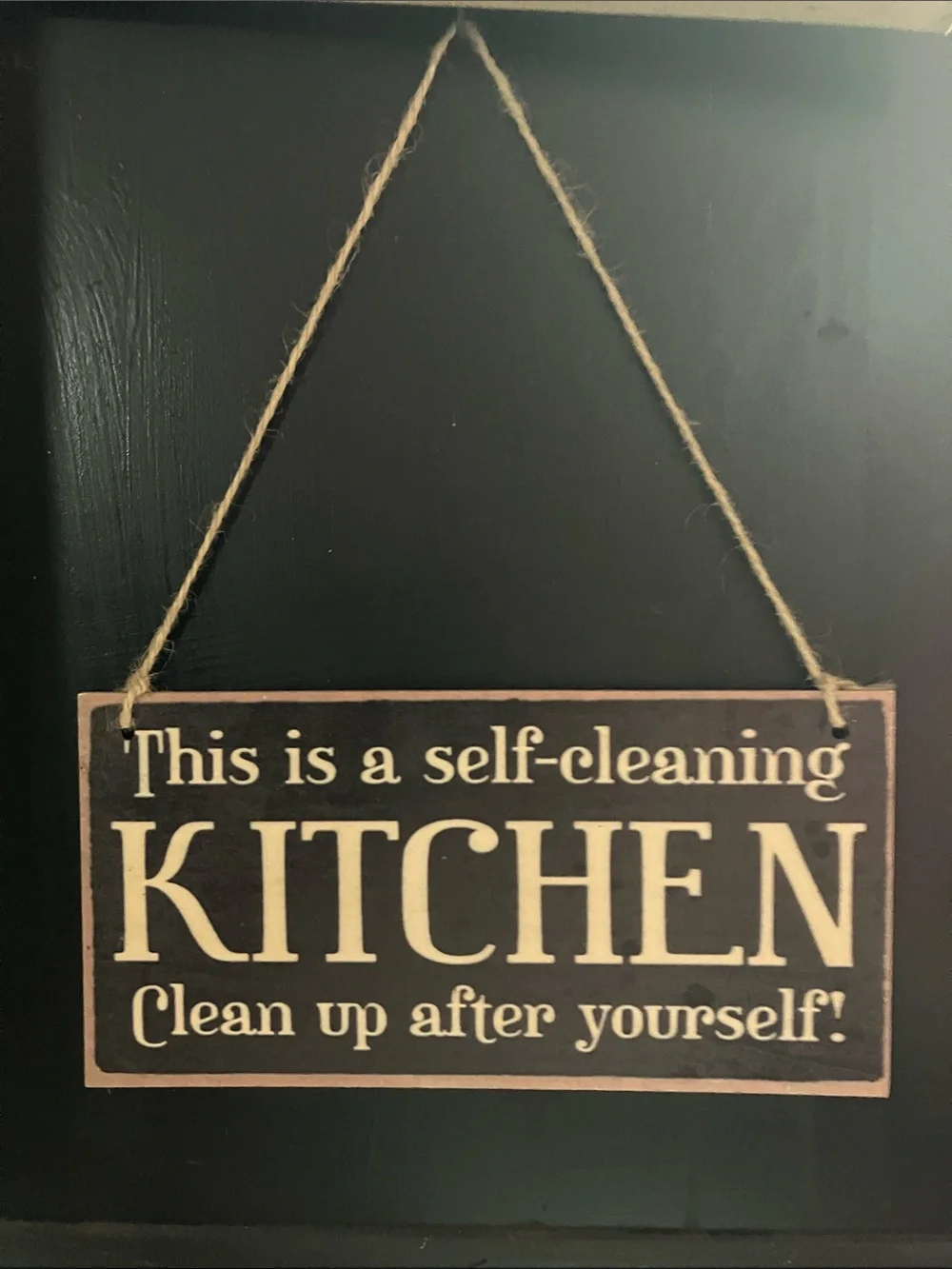 Source Unknown Black & Cream 'Self-Cleaning Kitchen' Hanging Sign